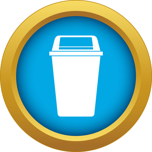 塑料翻盖垃圾桶图标蓝色隔离图片下载