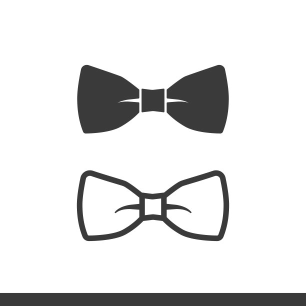 蝴蝶结图标填充和线条风格图片下载