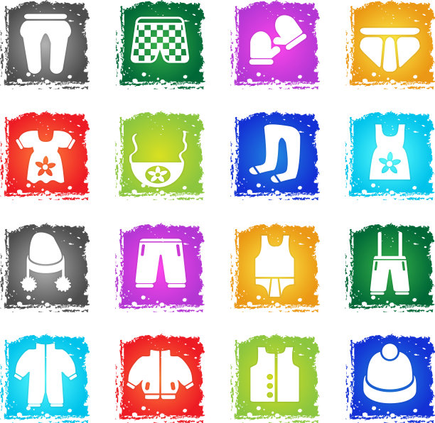 婴儿服装图标套装图片下载