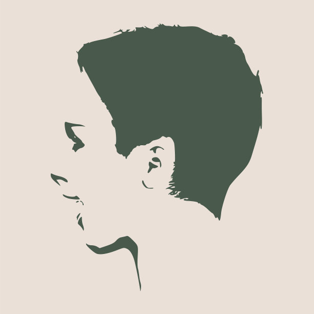 一个女性头部的剪影面部轮廓视图图片下载