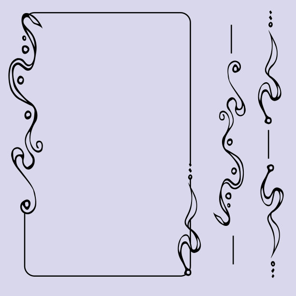 一套华丽的线条艺术框架和边界图片下载