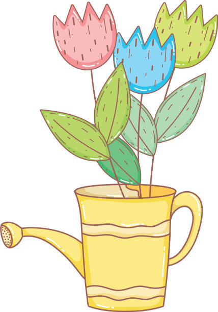 园丁用花洒洒水图片下载