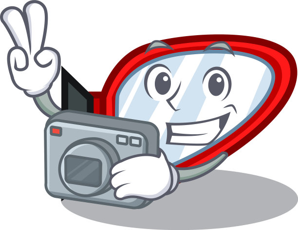 摄影师在卡通盒子里的侧镜图片下载