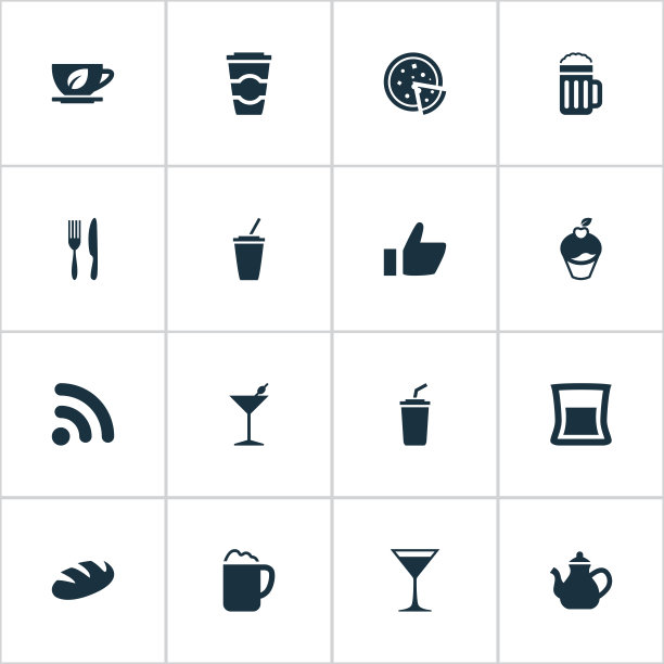 一套简单的餐厅图标图片下载