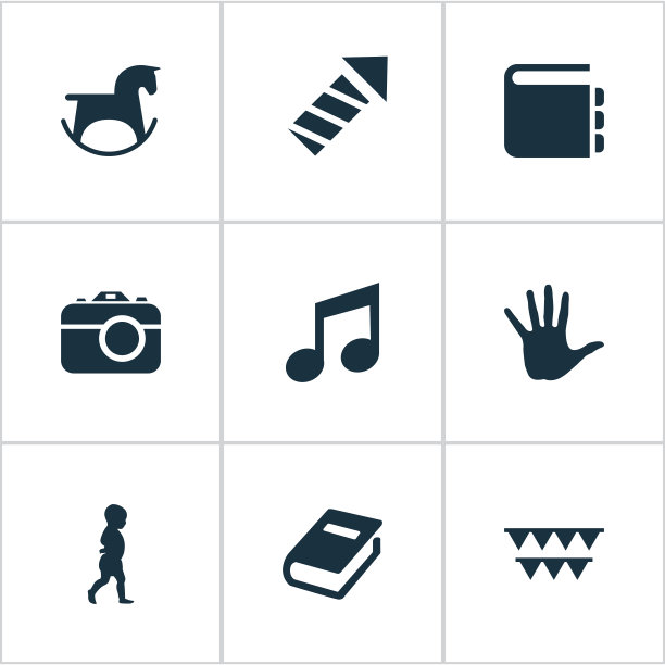 一组简单的婴儿图标图片下载