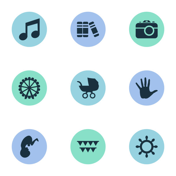 一组简单的婴儿图标图片下载