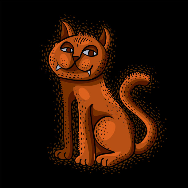 可爱的卡通涂鸦红猫漂亮的宠物坐图片下载