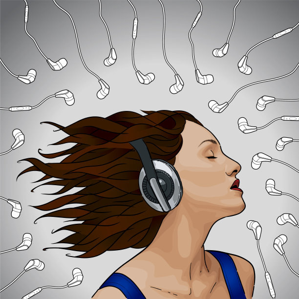 用耳机画一个女孩图片下载