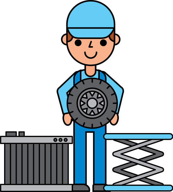 工人与轮胎汽车散热器汽车服务图片下载