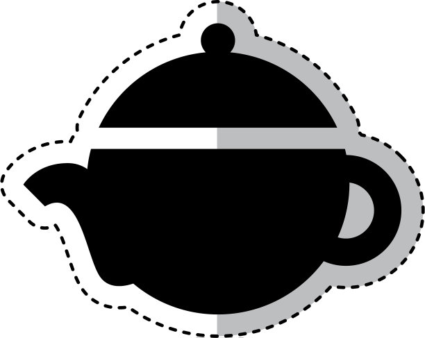 茶壶剪影孤立的图标图片下载