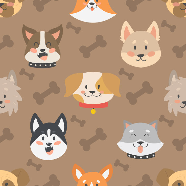 狗头无缝图案背景设置图片下载
