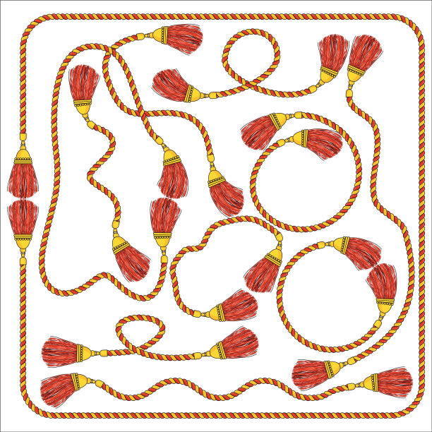 沉重的丝绸流苏与黄金配件在扭曲图片下载