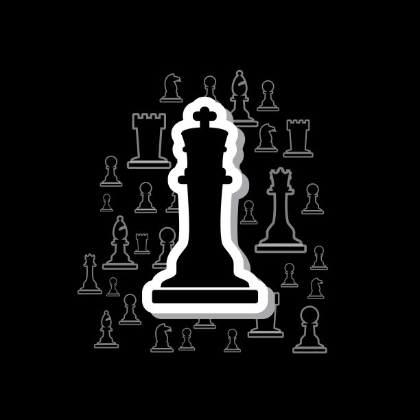 一套黑白相间的棋子图片下载