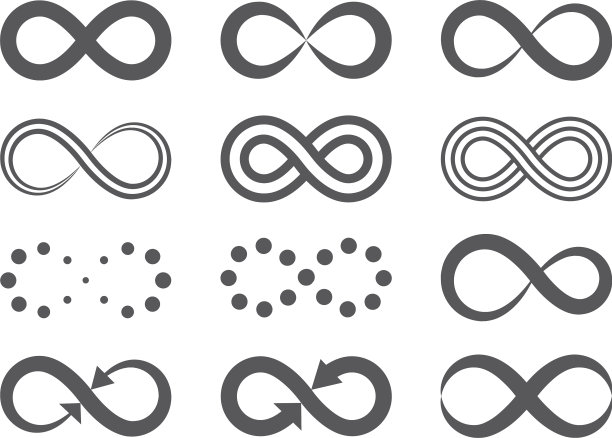 黑色无限符号重复图标和符号图片下载