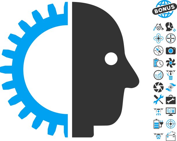 电子头图标与直升机工具奖金图片下载