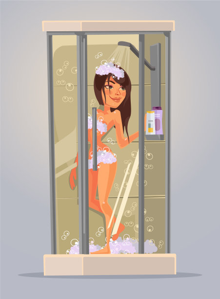 快乐的年轻女子洗澡图片下载