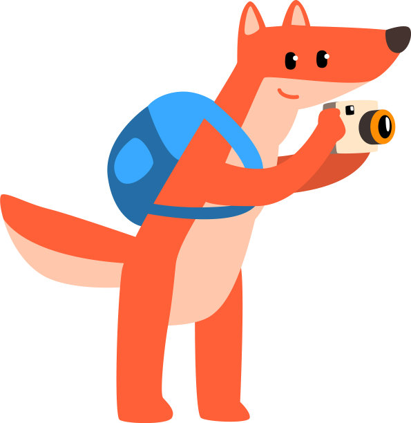 背包和相机的红狐狸可爱的动物图片下载