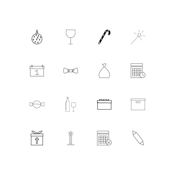 假日简单的线性图标设置概述图标图片下载