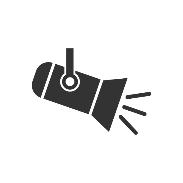 聚光灯图标在平面风格的灯上白色图片下载