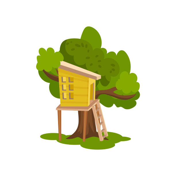 树屋，在树上的小木屋，供孩子们户外活动图片下载