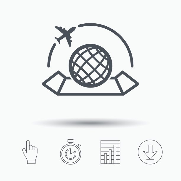 世界地图图标，飞机旅行标志图片下载