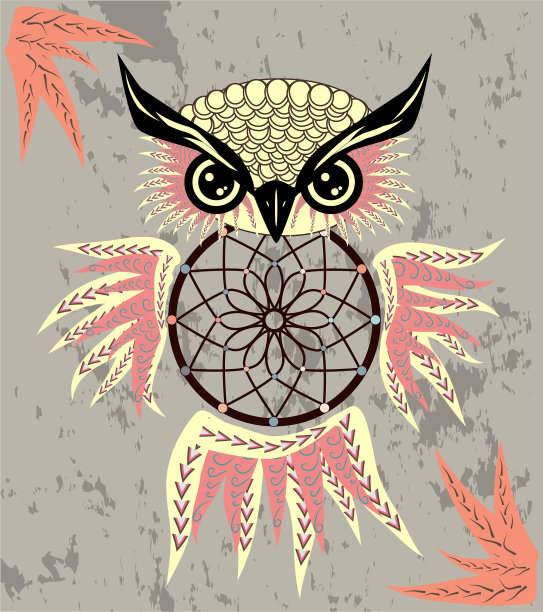 捕梦网猫头鹰波西米亚风格图腾动物图片下载