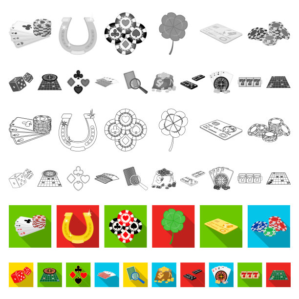 赌场和设备平面图标集合图片下载