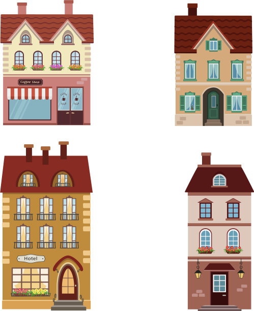 四套不同的住宅-城市图片下载