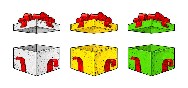 打开带蝴蝶结和射线的礼盒图片下载