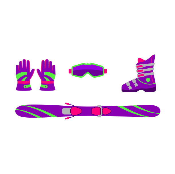 平板滑雪装备-滑雪靴，护目镜，手套图片下载