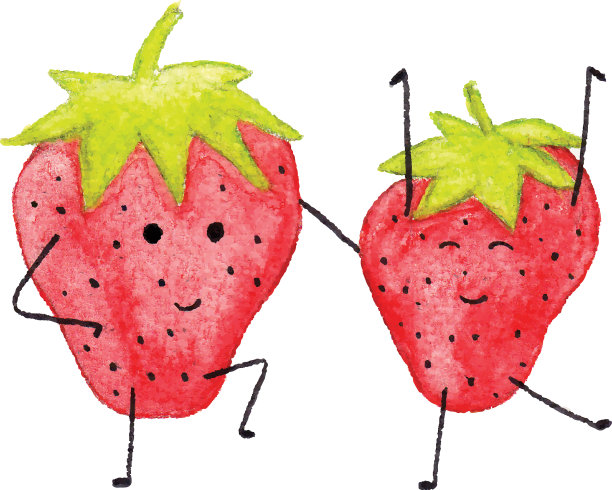 滑稽的水彩草莓人物孤立图片下载