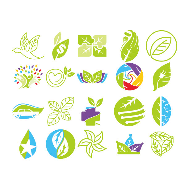 叶子标志设计模板集图片下载