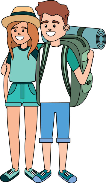 旅游两个卡通图片下载