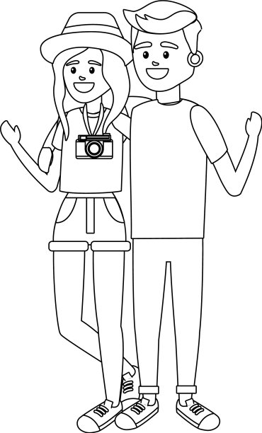 旅游两个卡通图片下载