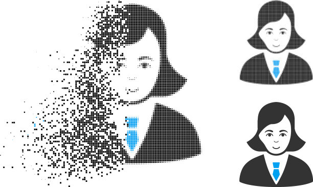 破坏像素半色调商务女士图标图片下载