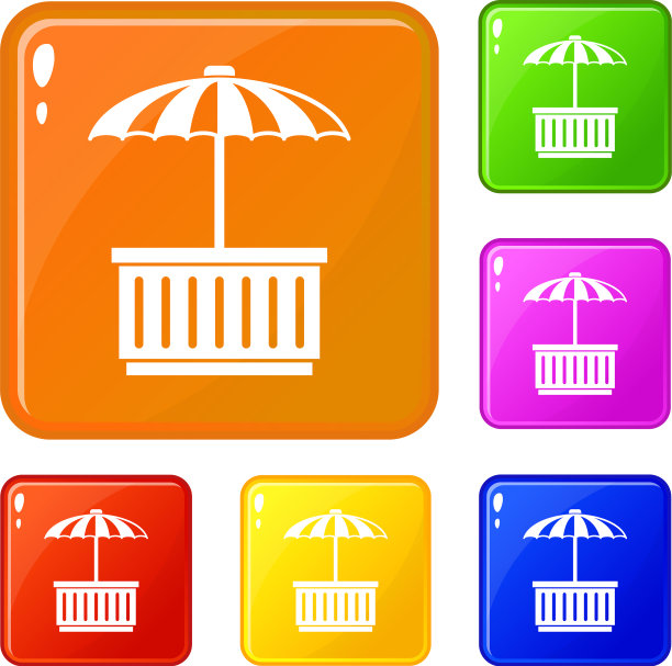 咖啡馆摊位图标设置颜色图片下载