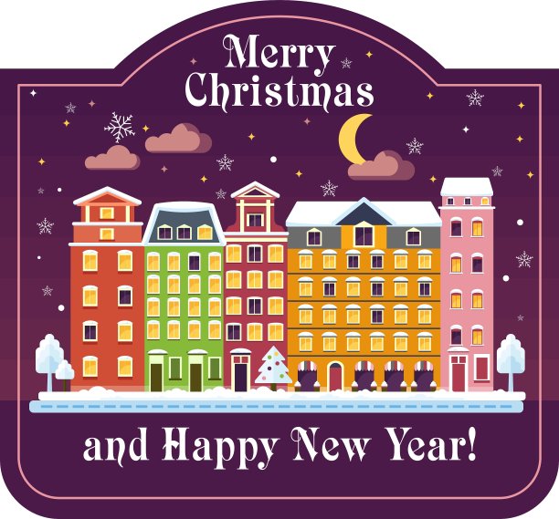 圣诞卡片夜屋图片下载