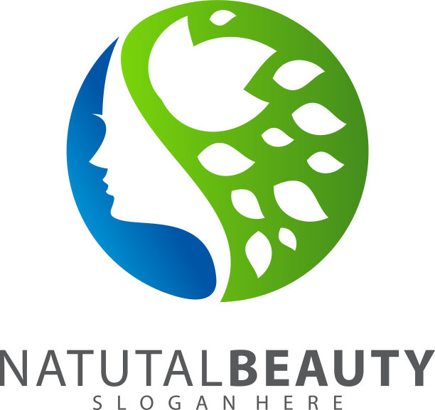 女人的脸在花朵叶子抽象设计图片下载