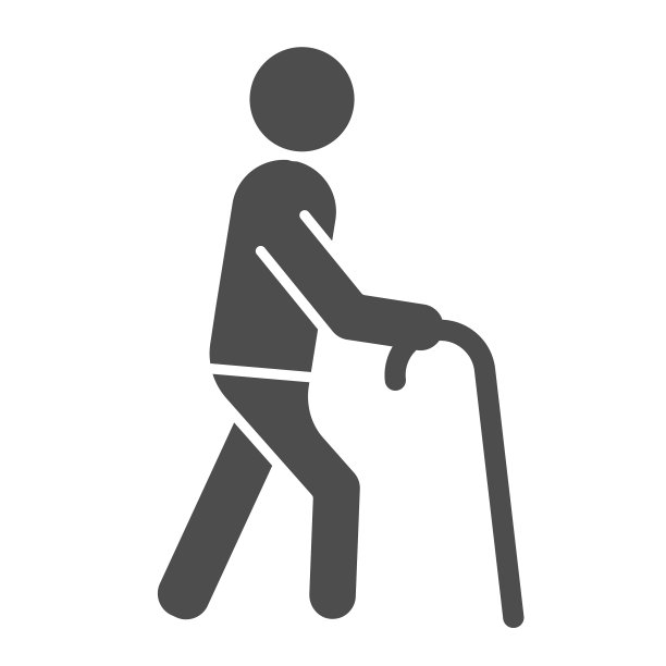 老人固体偶像人与拐杖图片下载