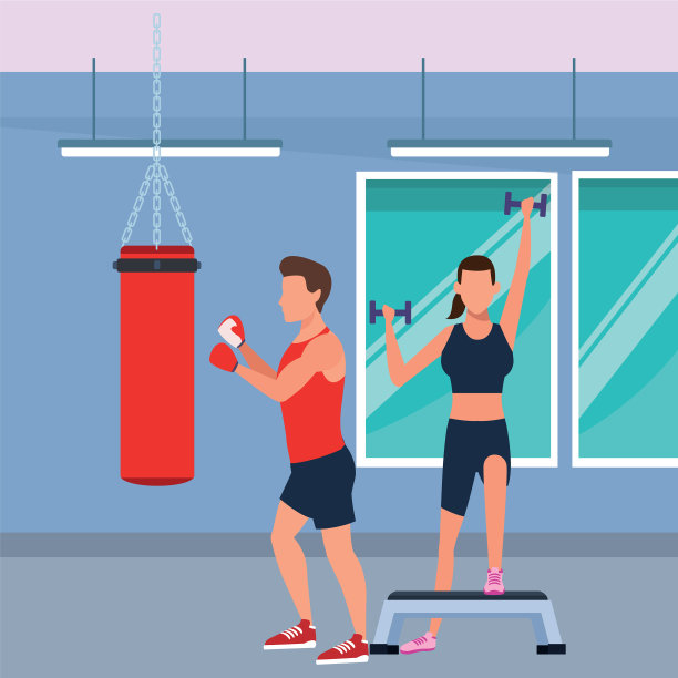 一对夫妇在健身房锻炼图片下载