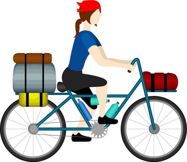 孤立的女子骑自行车旅游骑自行车图片下载