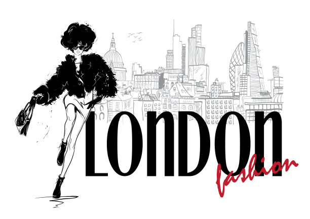 时尚女人在素描风格图片下载