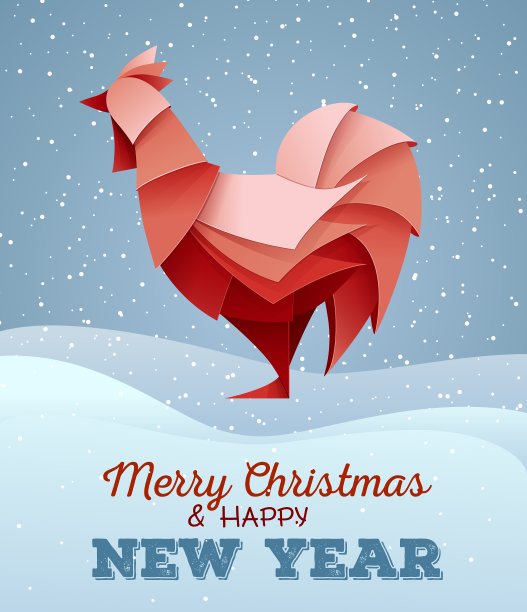 折纸轮廓的公鸡或鸡图片下载