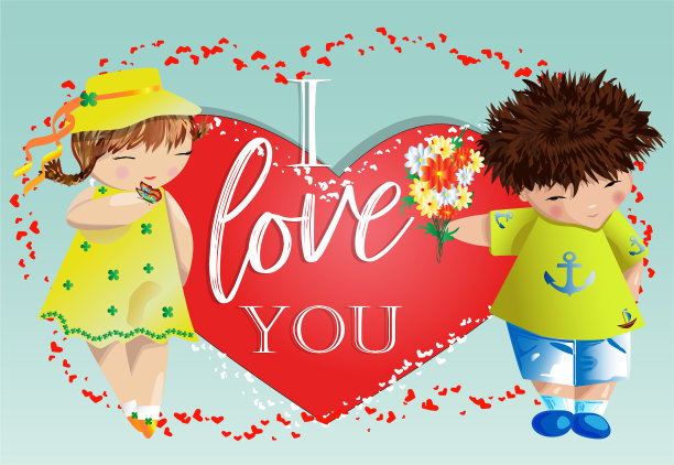 情人节快乐，男孩送的爱卡图片下载
