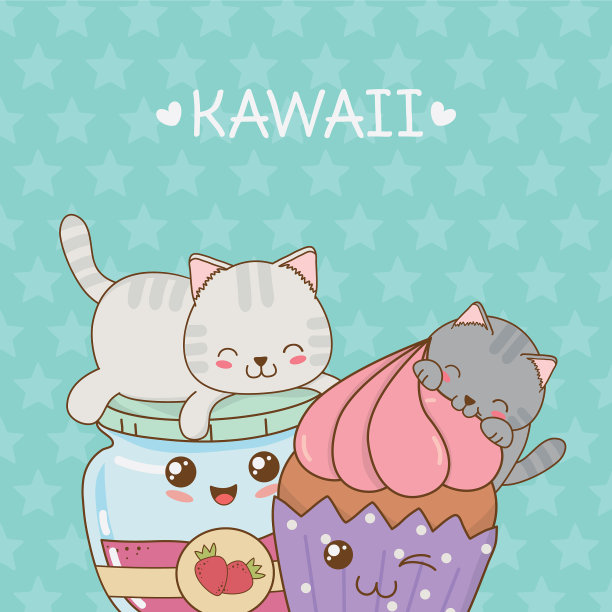 有果酱和蛋糕的可爱小猫图片下载