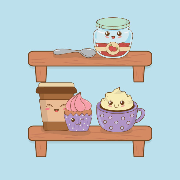 一套面包房食物卡哇伊的人物图片下载