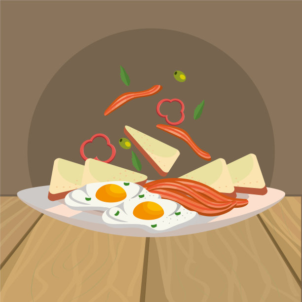 美味可口的早餐卡通图片下载