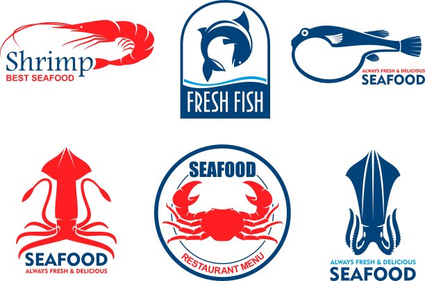 海鲜和鱼类产品的图标图片下载