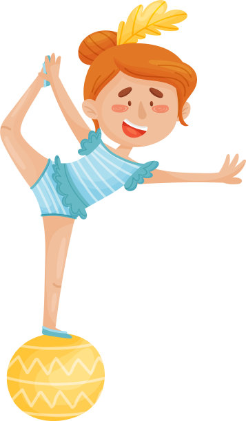 女孩在一个大球上表演图片下载