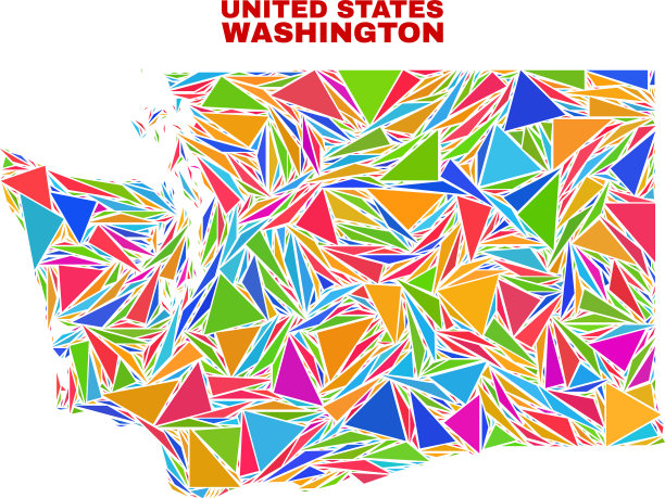 华盛顿州地图-马赛克彩色三角形图片下载